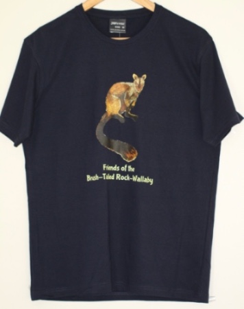 Friends of the Brush-Tailed Rock-Wallaby branded kids tee in navy colour